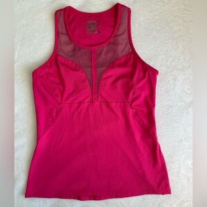 Lucky in Love Fuchsia Athletic Tank. Flattering Mesh detail. Tennis, pickleball